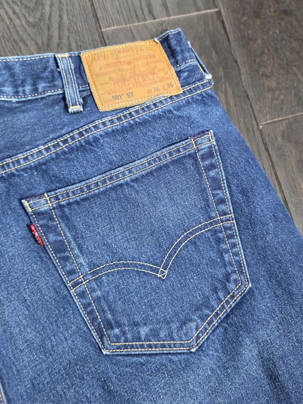 Levi's 501 ST Selvedge Jeans 38x36 Blue Premium Denim Button Fly Straight Leg